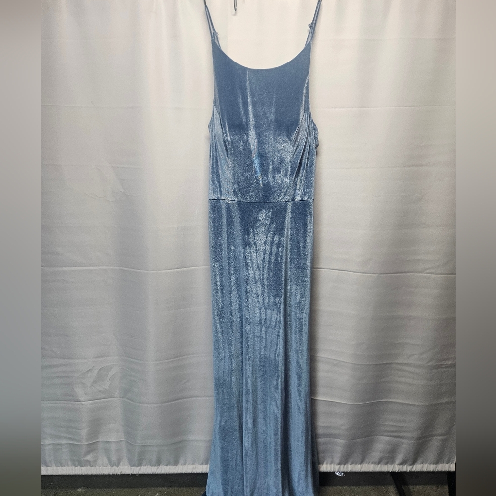 Mori Lee Madeline Gardner Blue Velvet Evening Gown